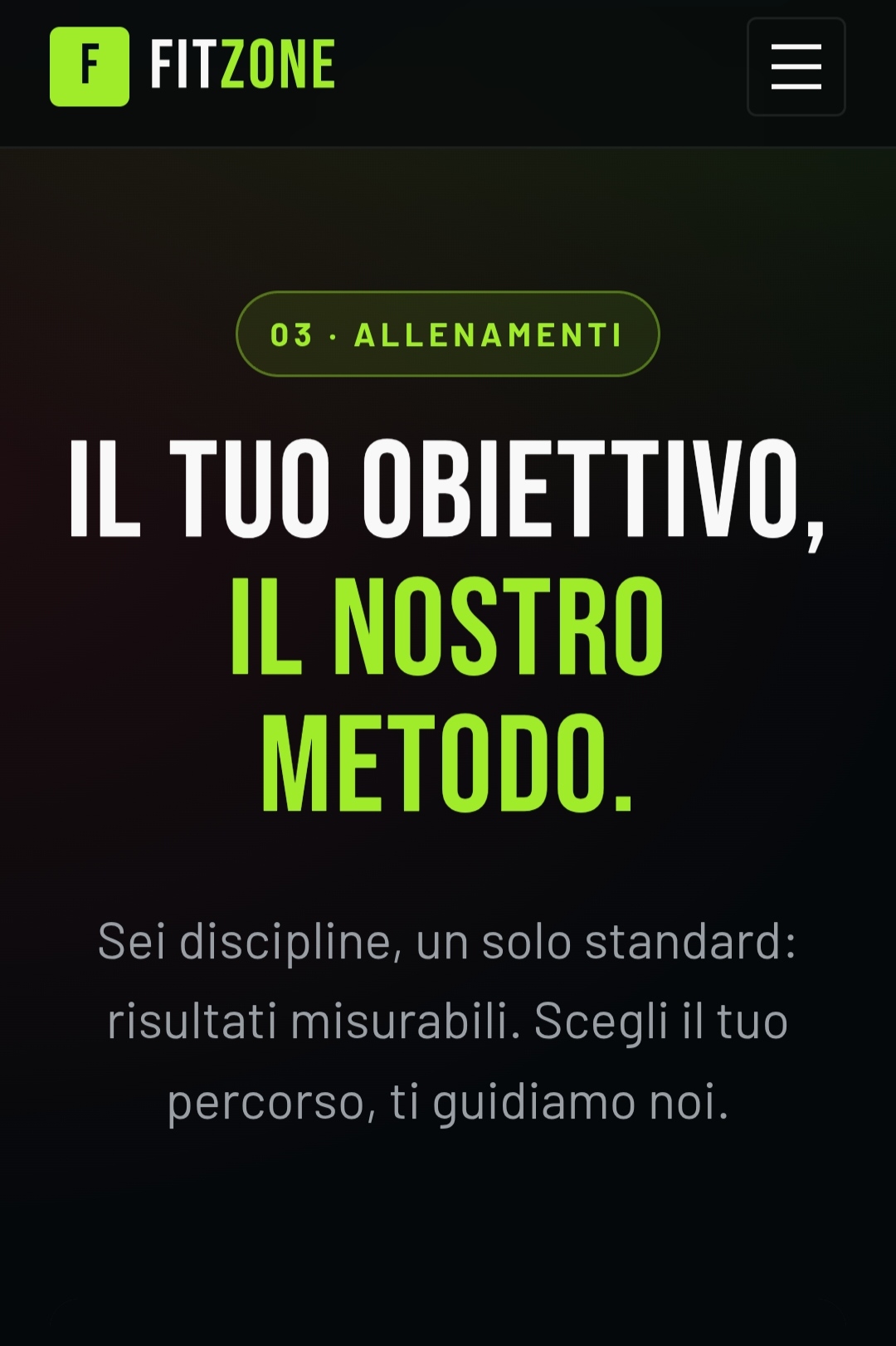 FitZone Palestra — Il metodo · Allenamenti