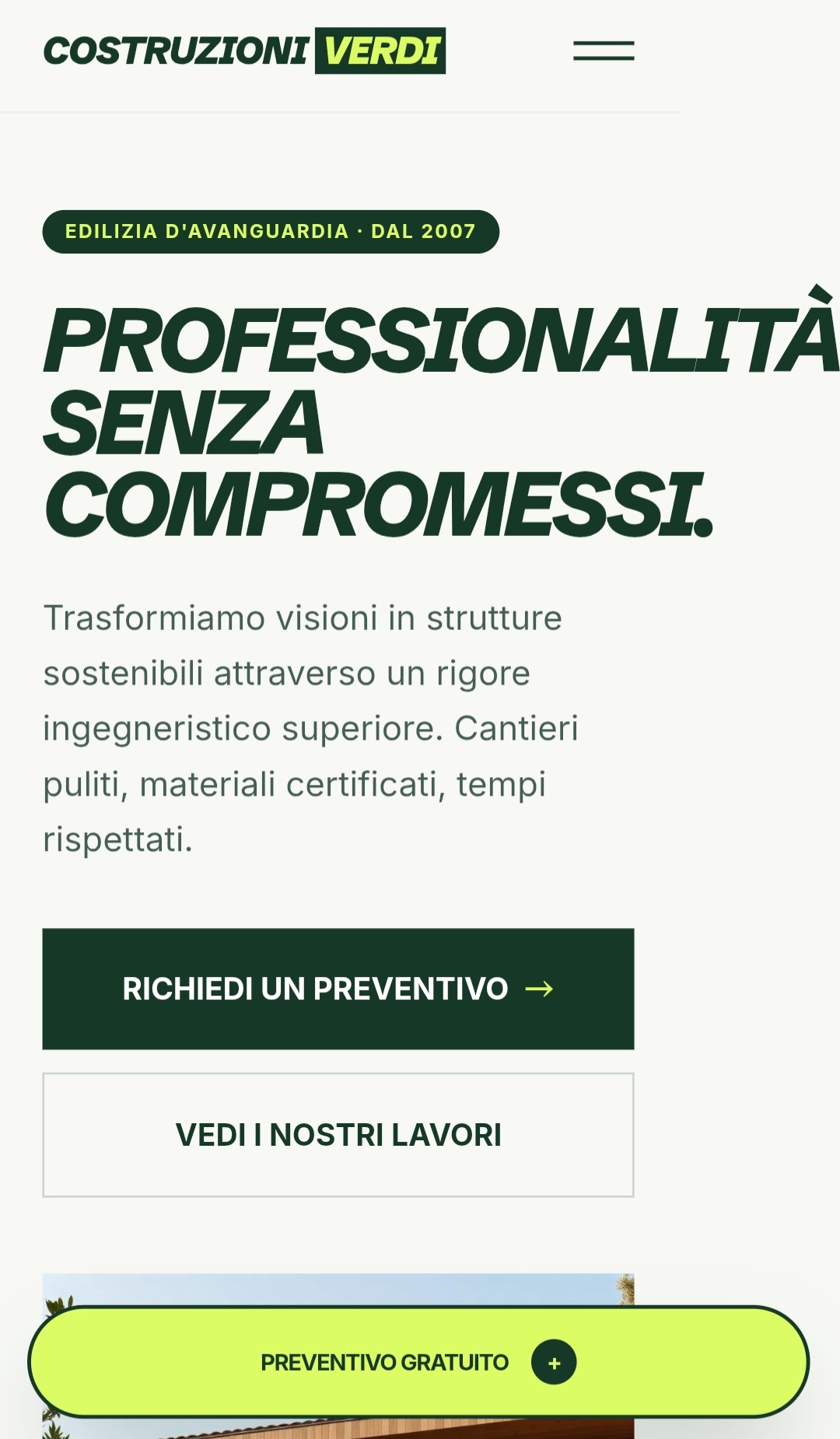 Costruzioni Verdi — Hero — Professionalità senza compromessi
