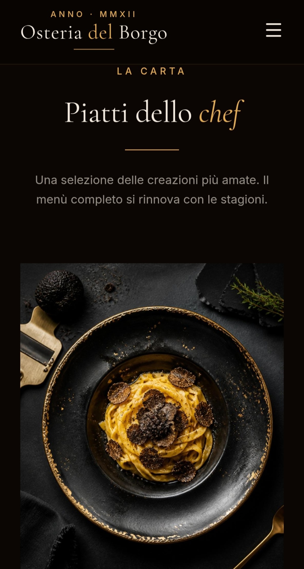 Osteria del Borgo — La Carta — Piatti dello chef