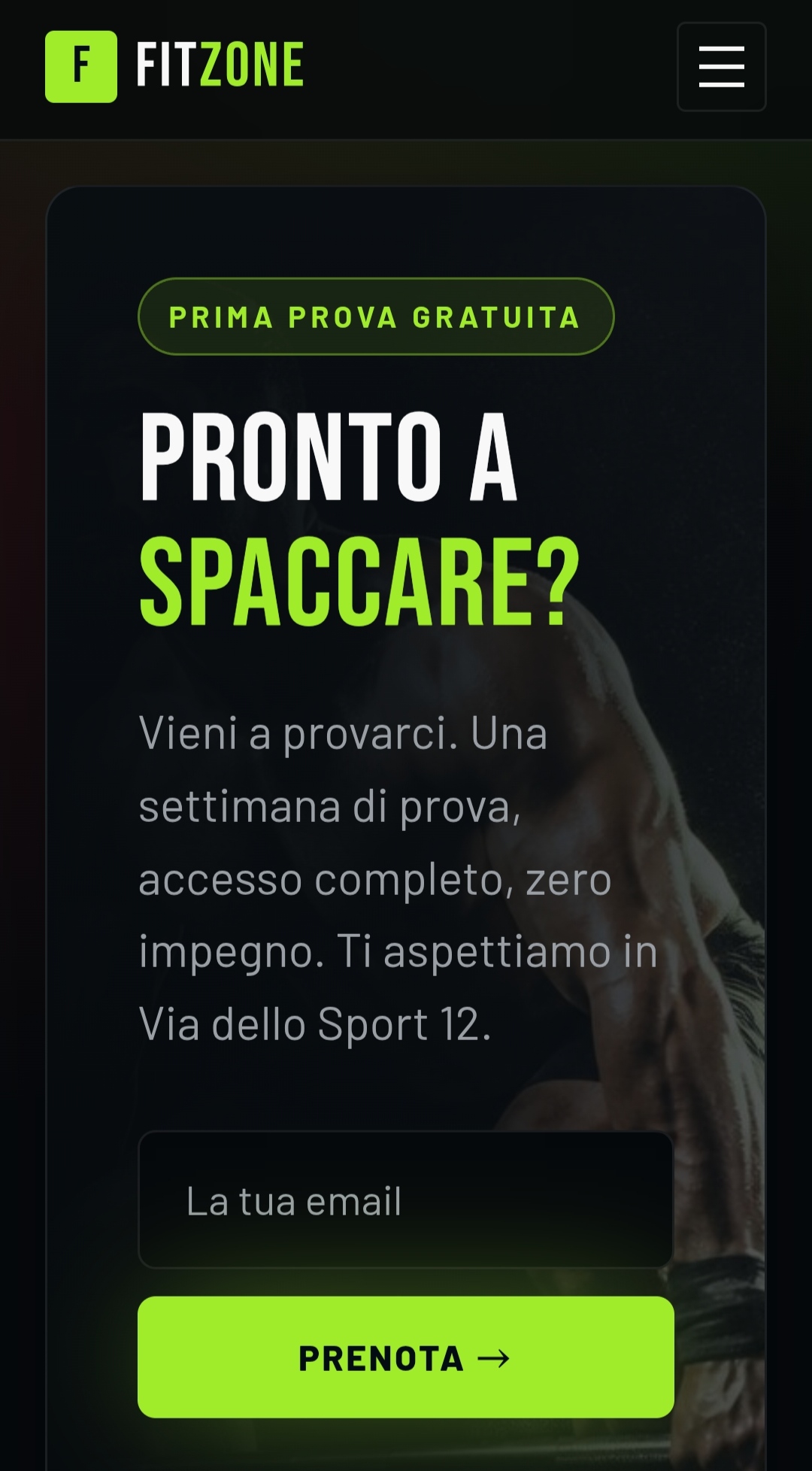 FitZone Palestra — CTA Prenota la prova gratuita