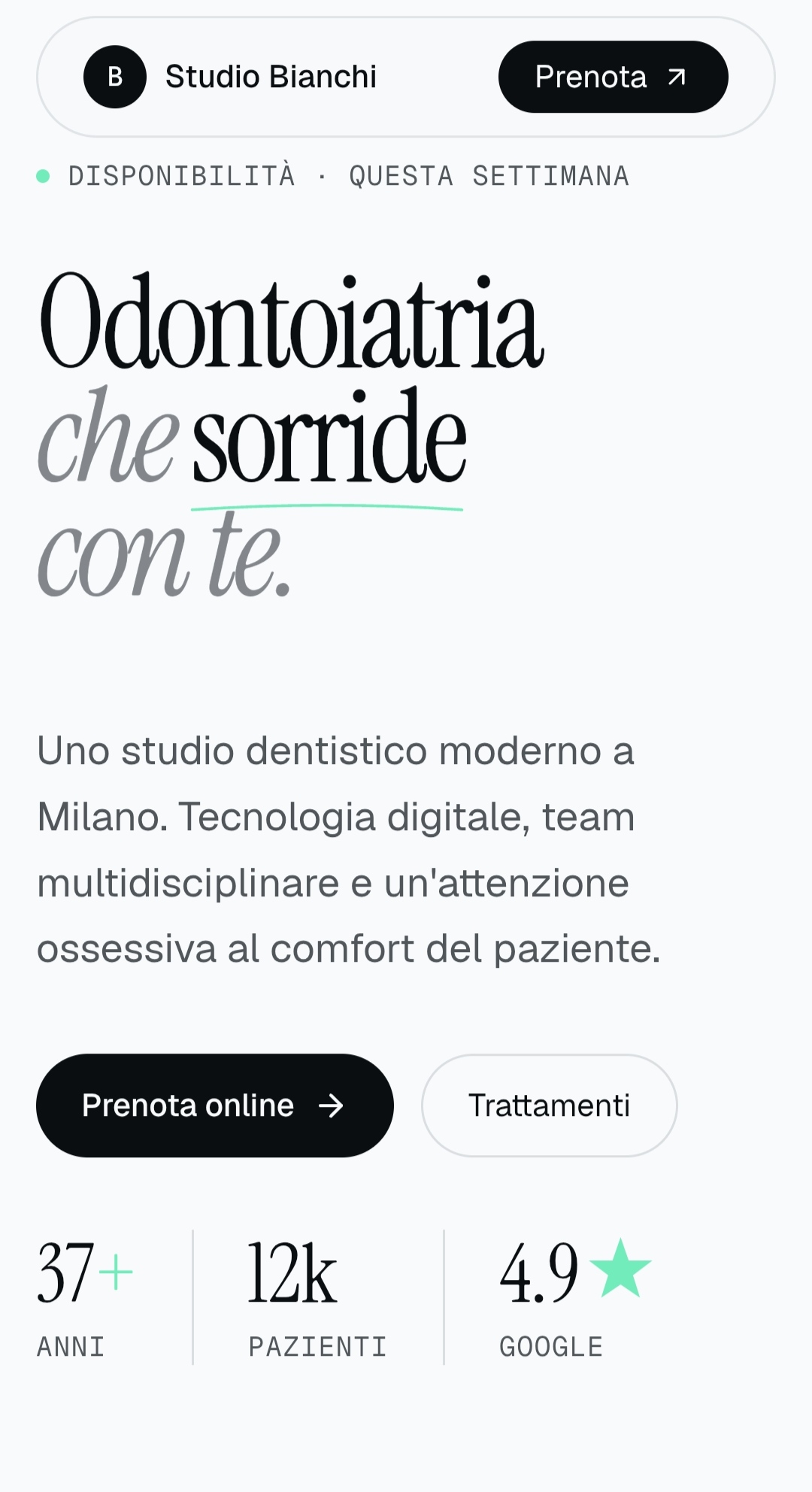 Studio Dentistico Bianchi — Hero — Odontoiatria che sorride con te