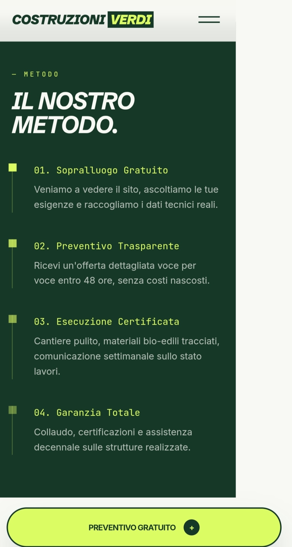 Costruzioni Verdi — Metodo in 4 step