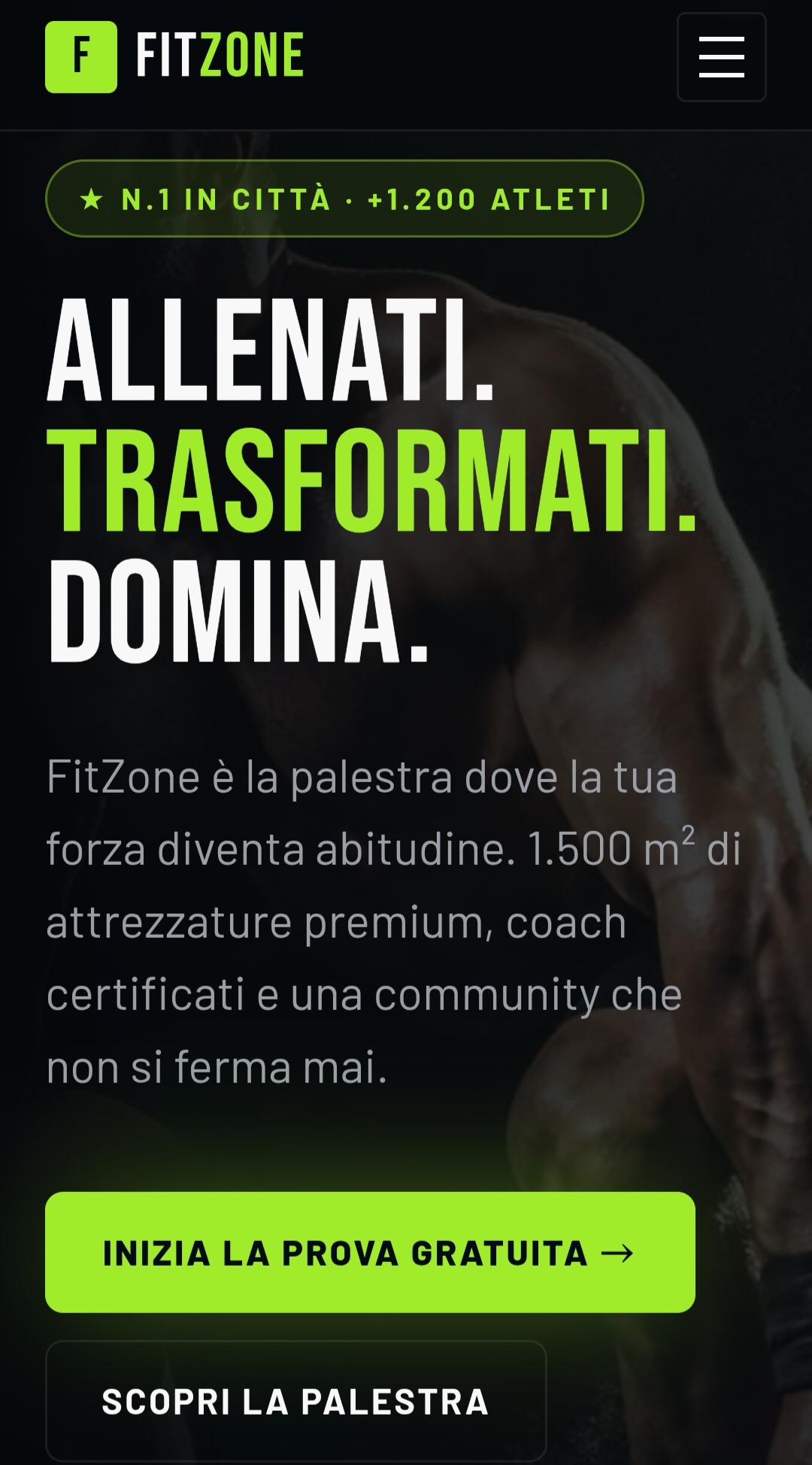 FitZone Palestra — Hero — Allenati. Trasformati. Domina.