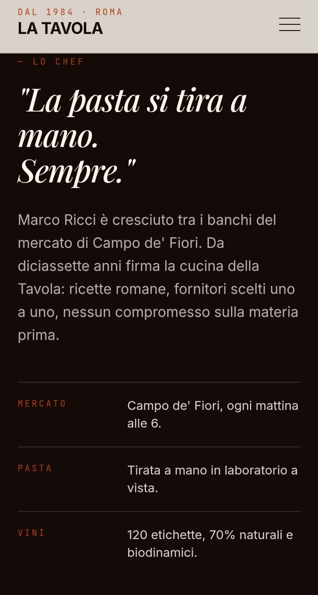 Trattoria La Tavola — Lo chef