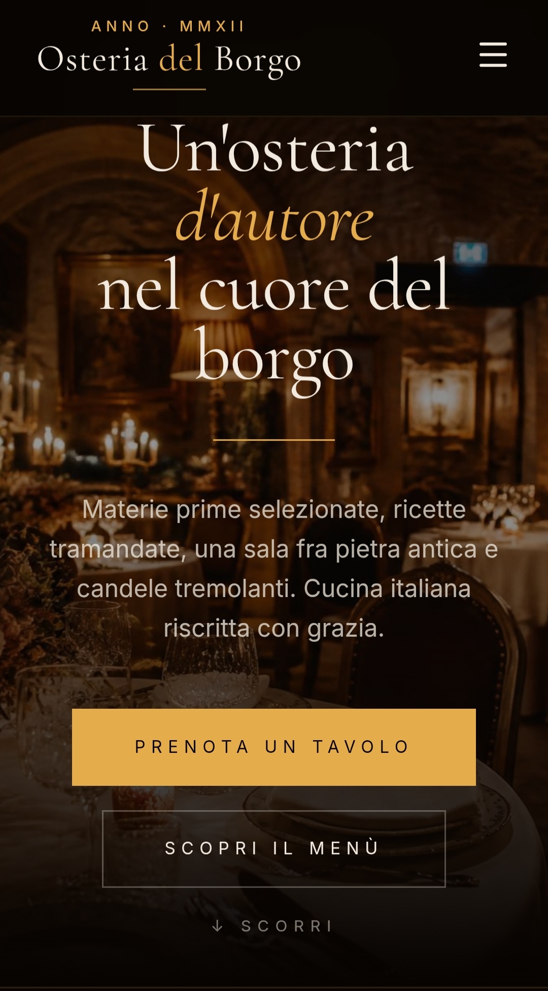 Osteria del Borgo — Hero — Un'osteria d'autore