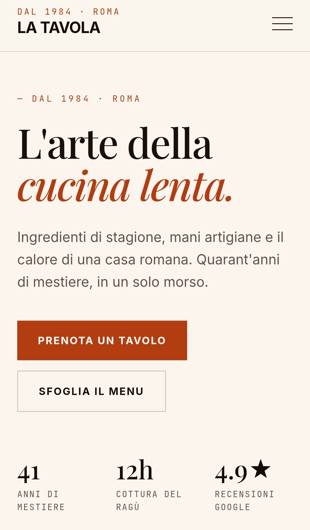 Trattoria La Tavola — Hero — L'arte della cucina lenta