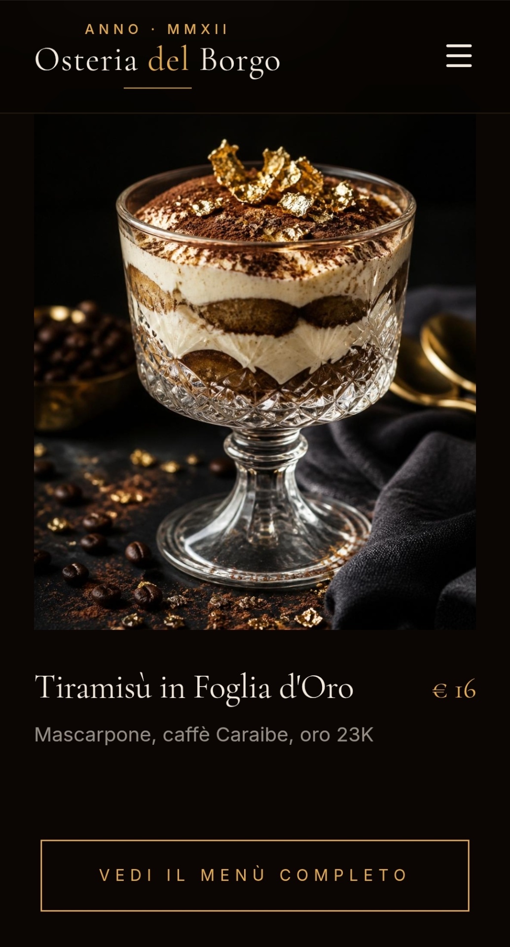 Osteria del Borgo — Scheda piatto signature