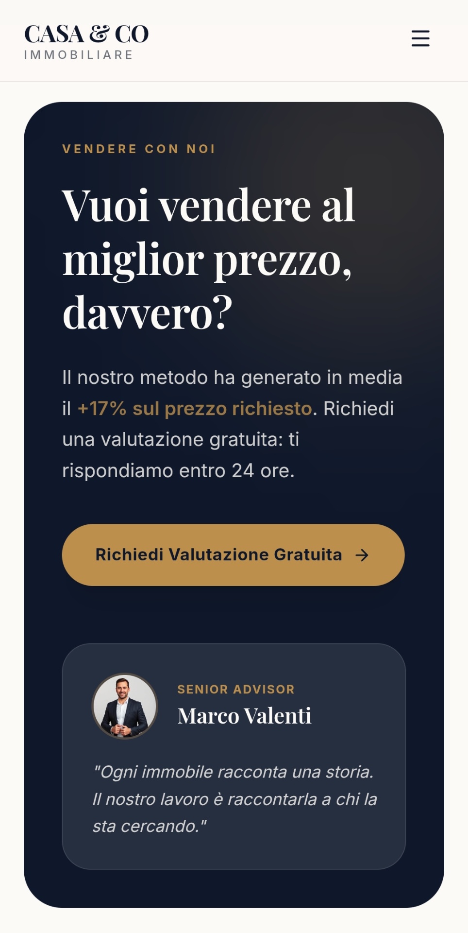 Casa & Co Immobiliare — Sezione Vendere con noi